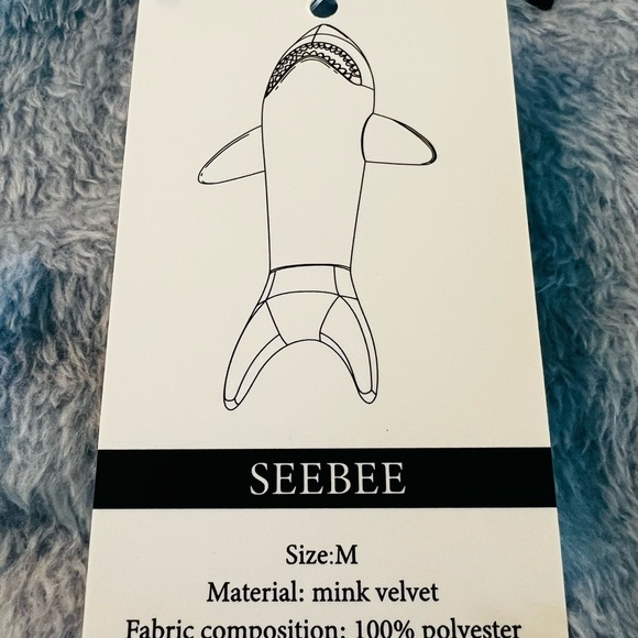 Shark-Themed Plush Pajama Blanket in Blue and White Size Medium NWT - Picture 9 of 10